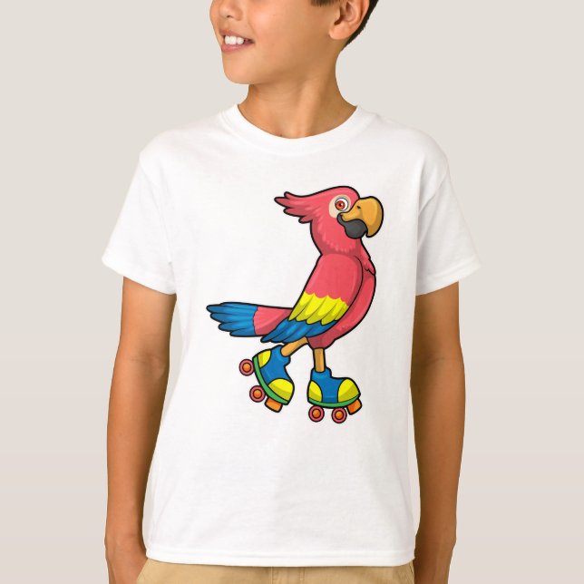 Parrot as Skater with Roller skates T-Shirt (Front)