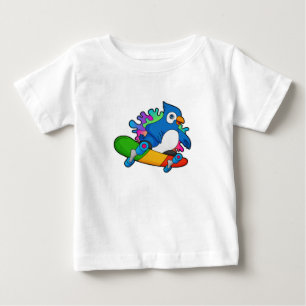 Parrot as Skater with Skateboard Baby T-Shirt