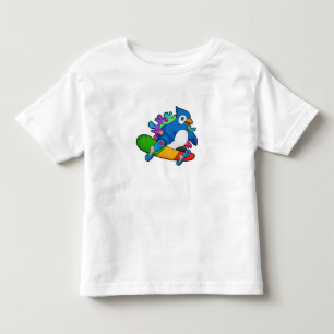 Parrot as Skater with Skateboard Toddler T-Shirt