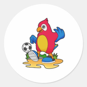 Parrot as Soccer player with Soccer Classic Round Sticker