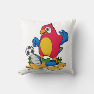 Parrot as Soccer player with Soccer Cushion
