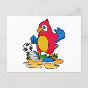Parrot as Soccer player with Soccer Postcard
