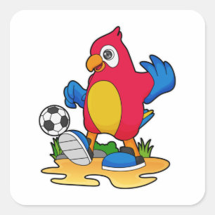 Parrot as Soccer player with Soccer Square Sticker