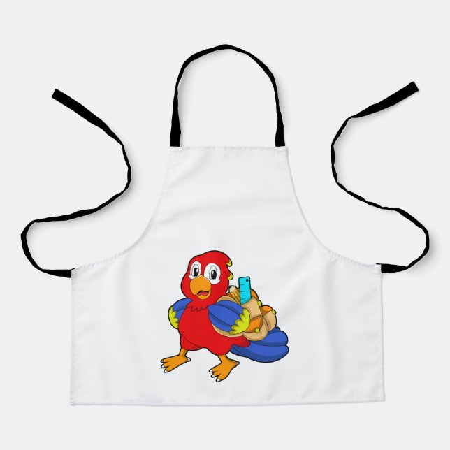 Parrot as Student with Backpack Apron (Front)
