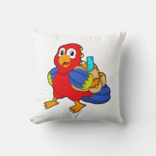 Parrot as Student with Backpack Cushion