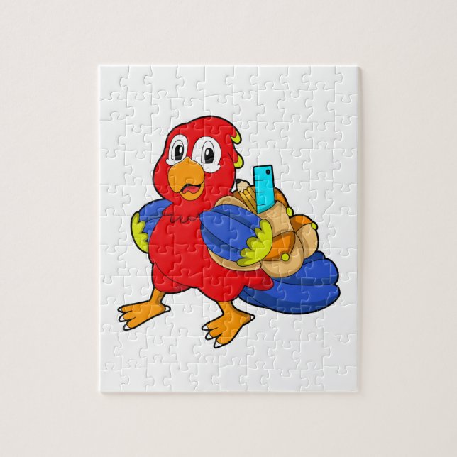 Parrot as Student with Backpack Jigsaw Puzzle (Vertical)
