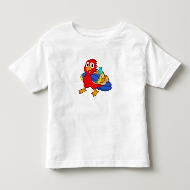 Parrot as Student with Backpack Toddler T-Shirt (Front)