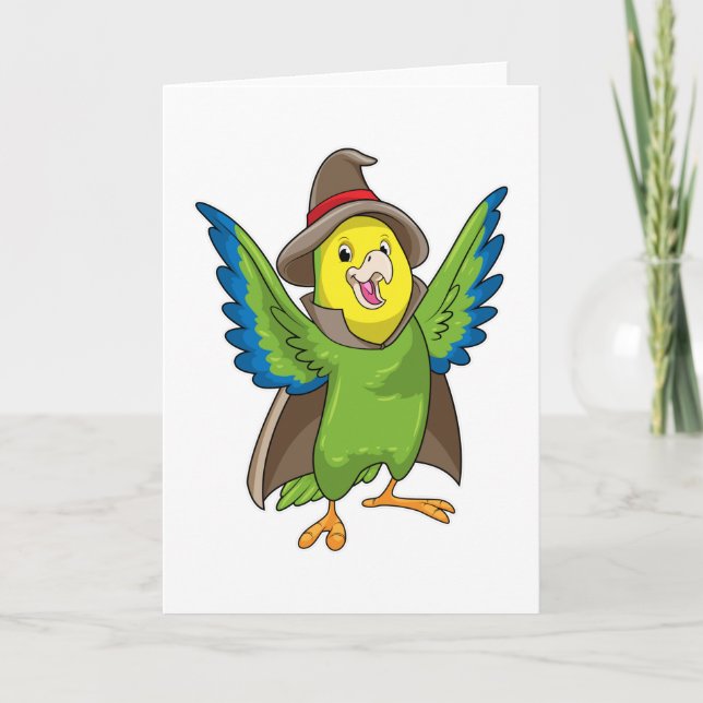 Parrot as Wizard with Hat Card (Front)