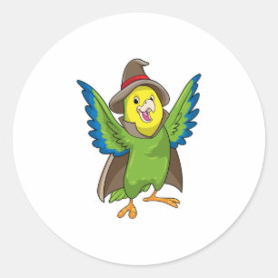 Parrot as Wizard with Hat Classic Round Sticker