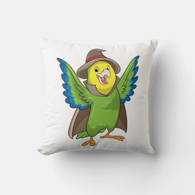 Parrot as Wizard with Hat Cushion (Front)