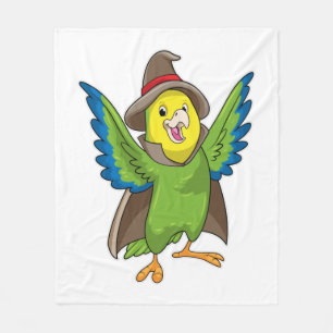 Parrot as Wizard with Hat Fleece Blanket