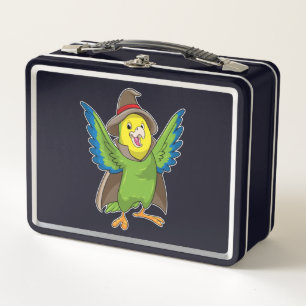 Parrot as Wizard with Hat Metal Lunch Box