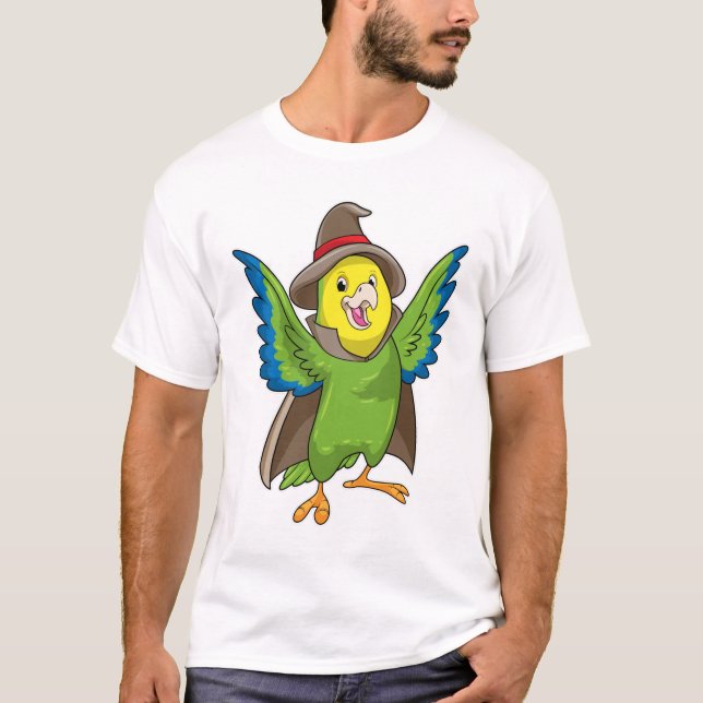 Parrot as Wizard with Hat T-Shirt (Front)