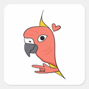 Parrot ASL I Love You – Deaf Culture Design Square Sticker