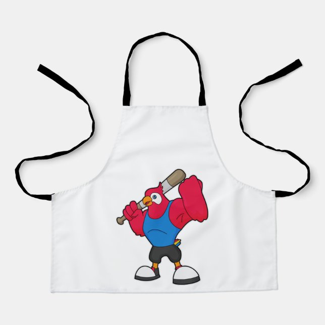 Parrot at Baseball with Baseball bat Apron (Front)