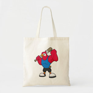 Parrot at Baseball with Baseball bat Tote Bag