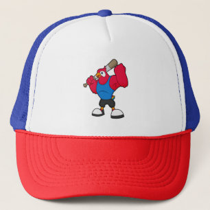 Parrot at Baseball with Baseball bat Trucker Hat