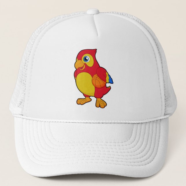 Parrot at Basketball Sports Trucker Hat (Front)