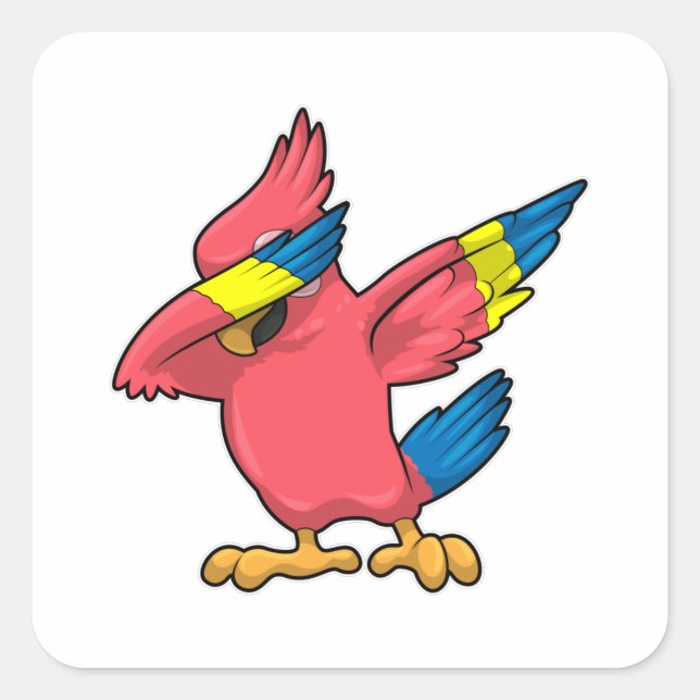 Parrot at Hip Hop Dance Dab Square Sticker (Front)