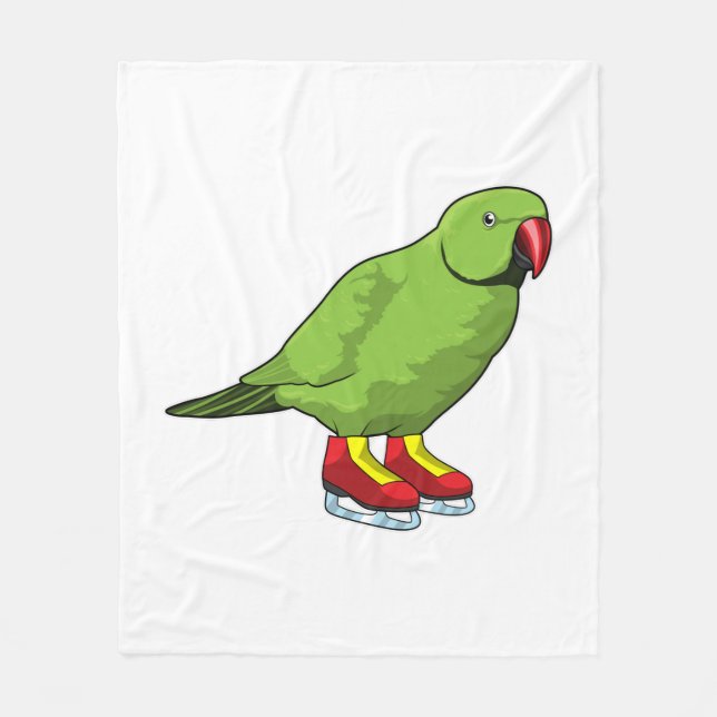 Parrot at Ice skating with Ice skates Fleece Blanket (Front)