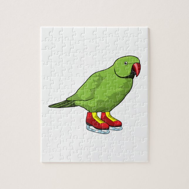 Parrot at Ice skating with Ice skates Jigsaw Puzzle (Vertical)
