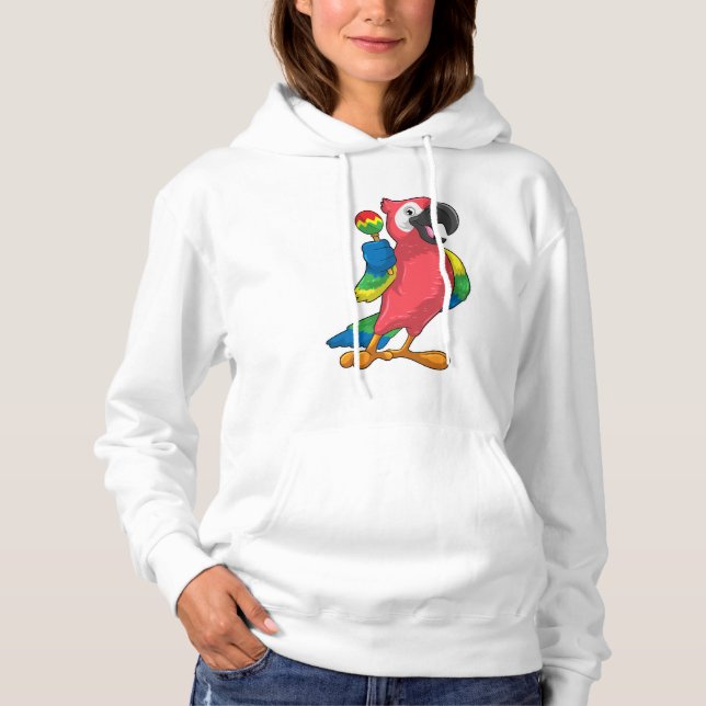 Parrot at Music with Maracas Hoodie (Front)