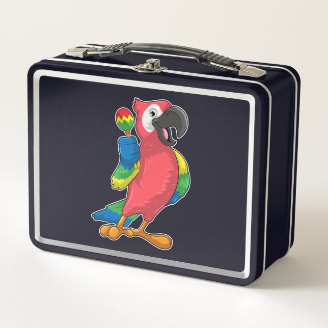 Parrot at Music with Maracas Metal Lunch Box (Front)