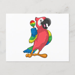 Parrot at Music with Maracas Postcard