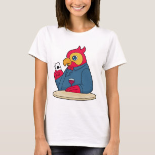 Parrot at Poker with Poker cards T-Shirt