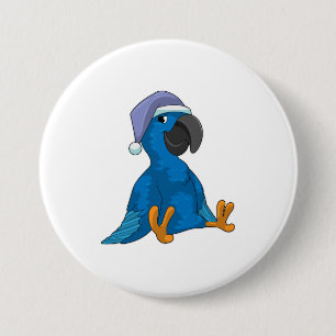 Parrot at Sleeping with Nightcap 7.5 Cm Round Badge