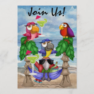 Parrot Beach Party Invitation - SRF
