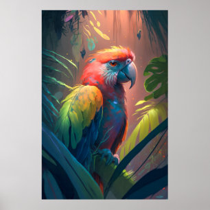 Parrot Bird Animal Portrait Painting Wildlife Art Poster