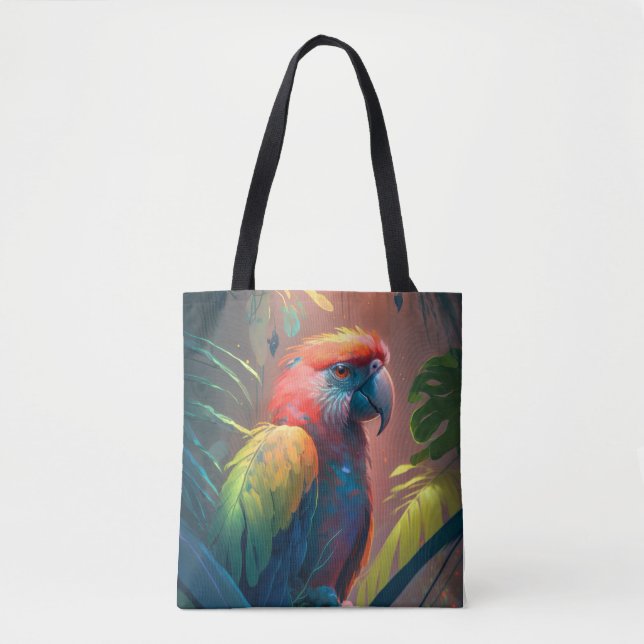 Parrot Bird Animal Portrait Painting Wildlife Art Tote Bag (Front)