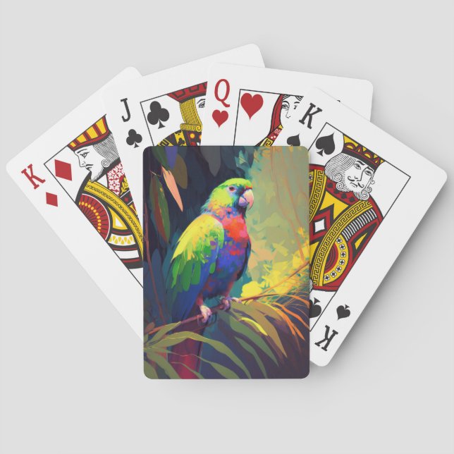 Parrot Bird Animal Portrait Painting Wildlife Free Playing Cards (Back)