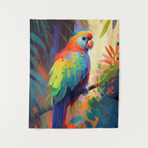 Parrot Bird Animal Portrait Painting Wildlife Free Tapestry