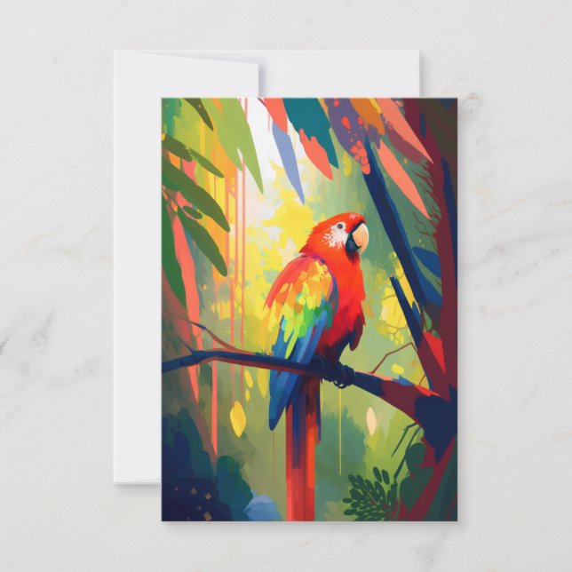Parrot Bird Animal Portrait Painting Wildlife Free Thank You Card (Front)
