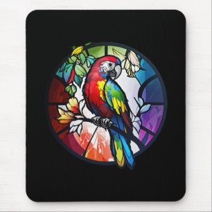 Parrot Bird Animal Portrait Stained Glass Wildlife Mouse Mat