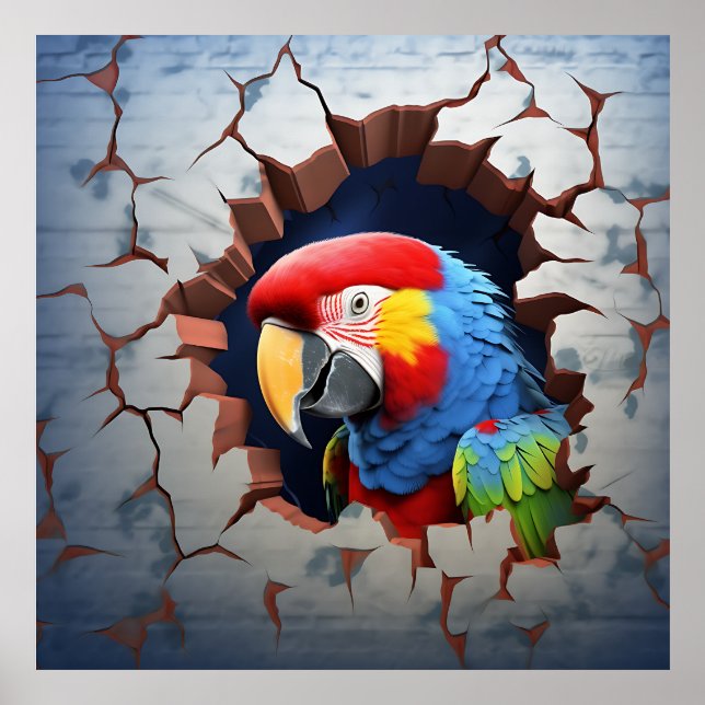 Parrot Bird Breaking Out Print Poster Artwork (Front)