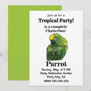 Parrot Bird Chatterbox Funny Tropical Party Invitation