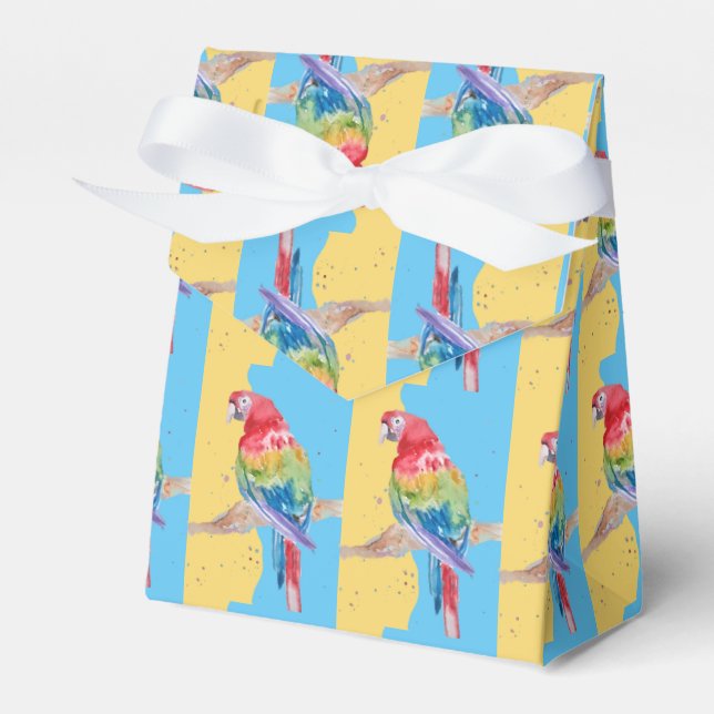 Parrot Bird Childs Boys Birthday Cake Favor Box (Front Side)