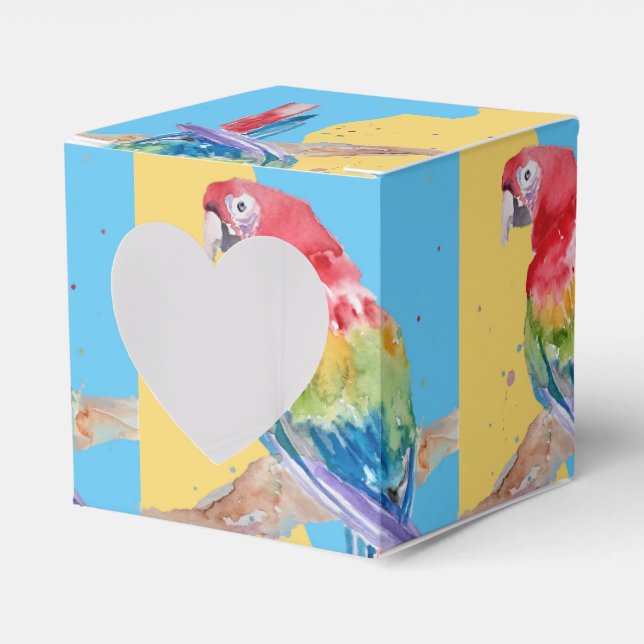 Parrot Bird Childs Boys Birthday Cake Favor Box (Front Side)