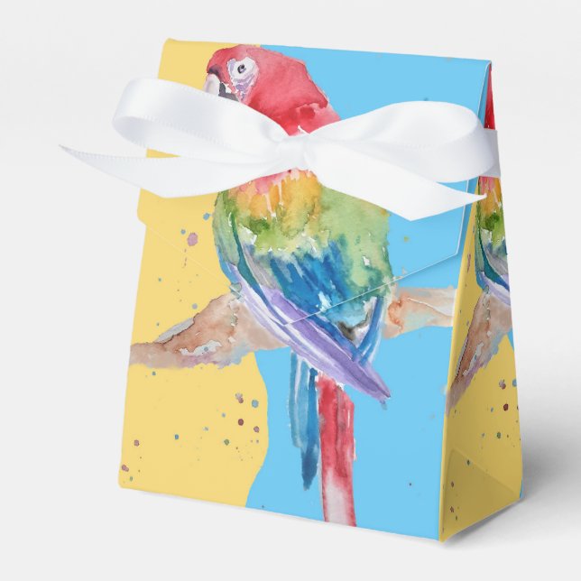 Parrot Bird Childs Boys Birthday Cake Favor Box (Front Side)