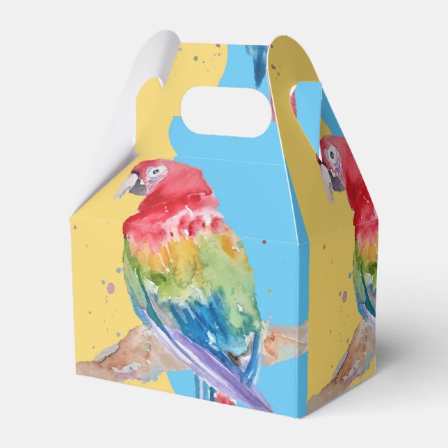 Parrot Bird Childs Boys Birthday Cake Favor Box (Front Side)