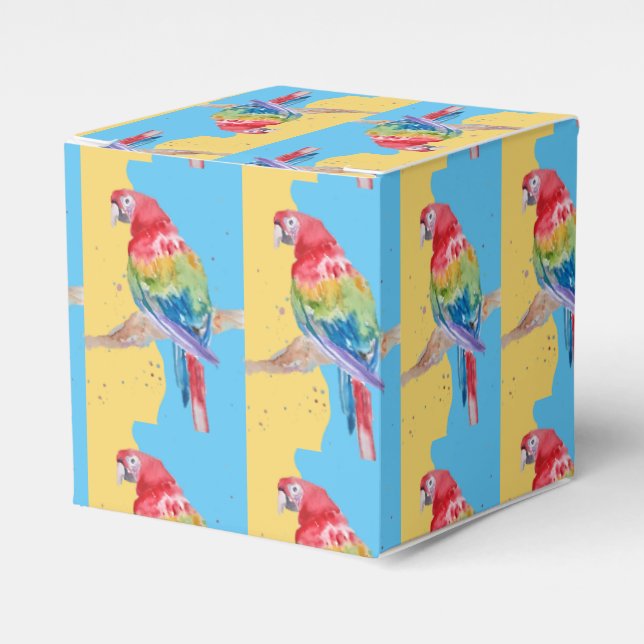 Parrot Bird Childs Boys Birthday Cake Favor Box (Front Side)