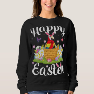 Parrot Bird Easter Egg Hunting Floral Parrot Easte Sweatshirt