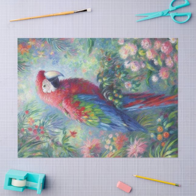 Parrot Bird Jungle Floral Impressionism Decoupage Tissue Paper (Craft)