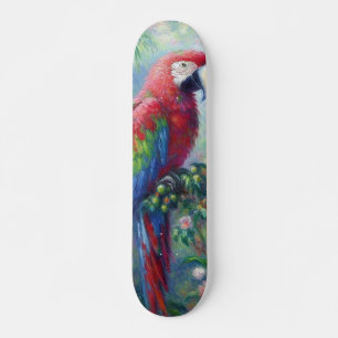 Parrot Bird Jungle Floral Impressionism Painting Skateboard