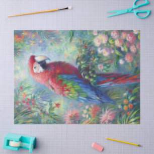 Parrot Bird Jungle Floral Impressionism Painting Tissue Paper