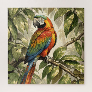 Parrot bird on tree drawing jigsaw puzzle