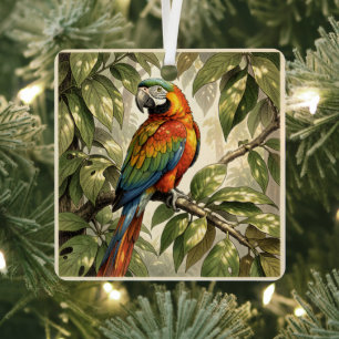 Parrot bird on tree drawing metal tree decoration